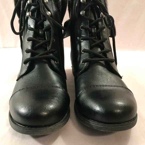 Mudd Womens sz9M Lace-up Knit Ankle Cuff Boots-Blk - Picture 3 of 8